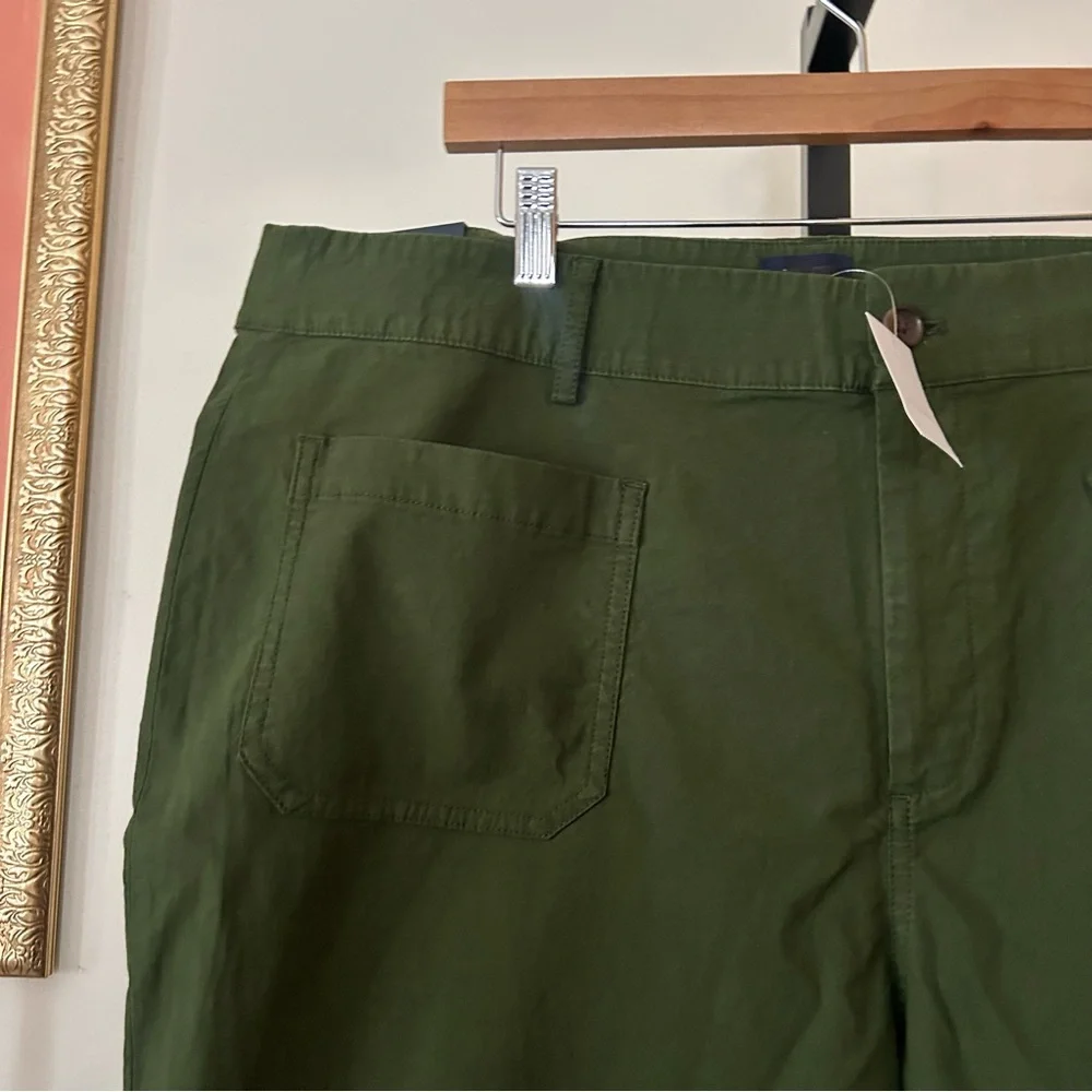 J. Crew Lizzie High Rise Patch Pocket Wide Leg Pants Pine Green NWT Plus Size 35